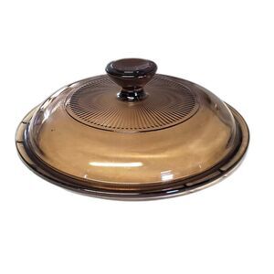 Visions Amber Glass Lid V-1-C for 1 qt. Pan or Casserole Pyrex Round Ribbing